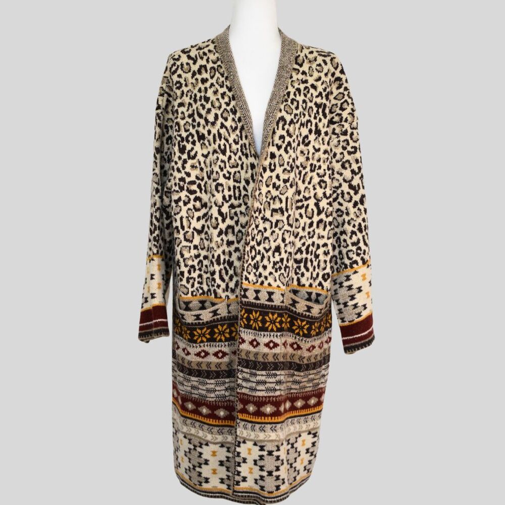 MAXSPORT Women's Animal Print Long Cardigan Size XL
